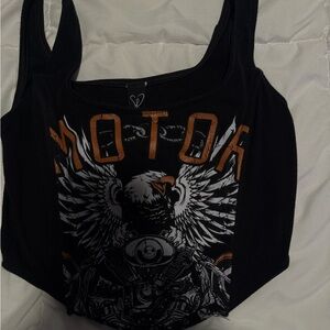 Black Graphic Corset Tank Top